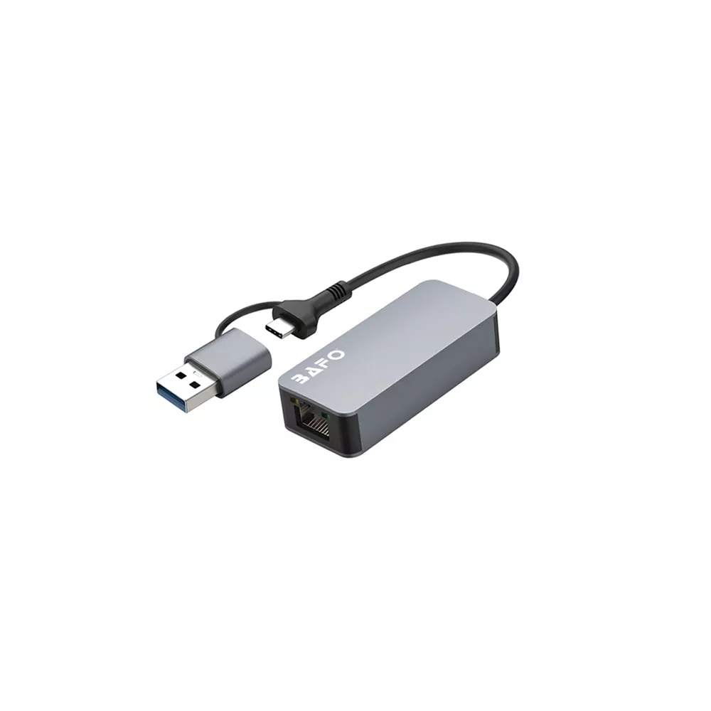 USB-A/C 3.2 Gen1 to RJ45 2.5Gbps Ethernet Adapter (Aluminum)