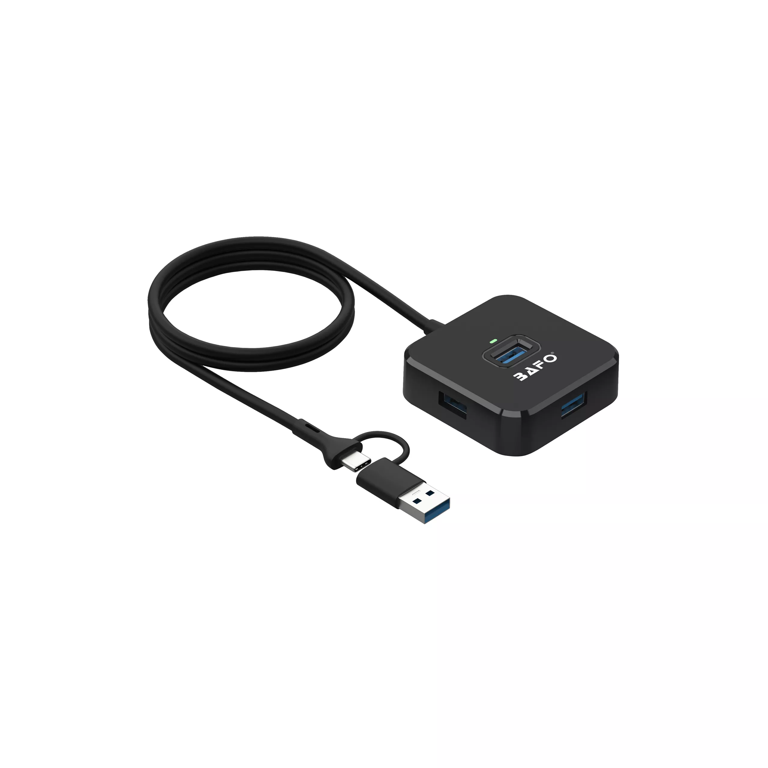 USB-A/C to 4xUSB-A 3.2 Gen1 (5Gbps), 4-Port Hub with 1.0M cable + USB-C 5V Power