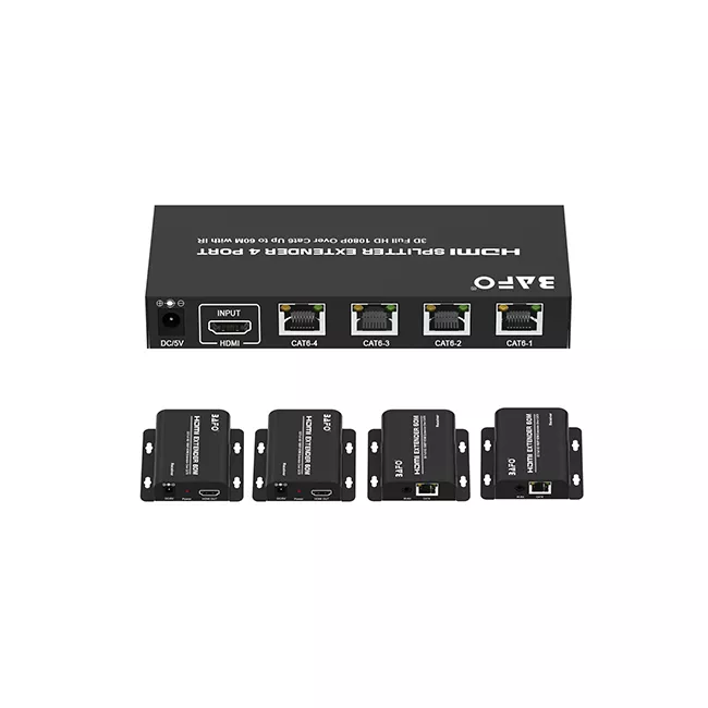 HDMI Splitter Extender 4 Port Over Cat6 with IR 60M (1080P@60Hz)